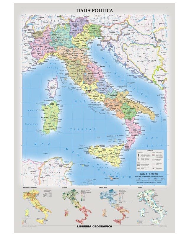 Carta Geografica Murale Italia 100x140cm - Doppia Faccia Fisica E Politica | Per Scuola O Ufficio - Foto 6